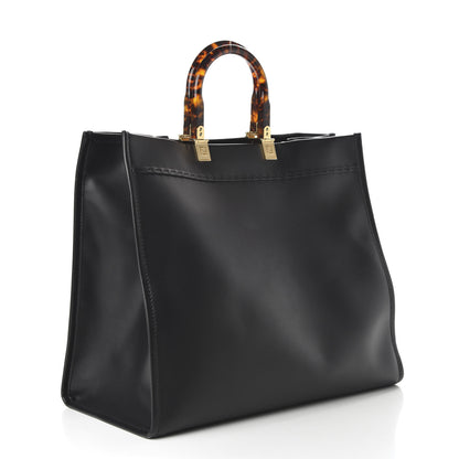 Fendi Vitello King Plexiglass Large Fendi Sunshine Shopper Tote Black 3 of 9