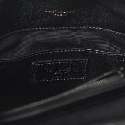 Saint Laurent Sheepskin Matelasse Chevron Monogram Medium College Bag Black 7 of 9