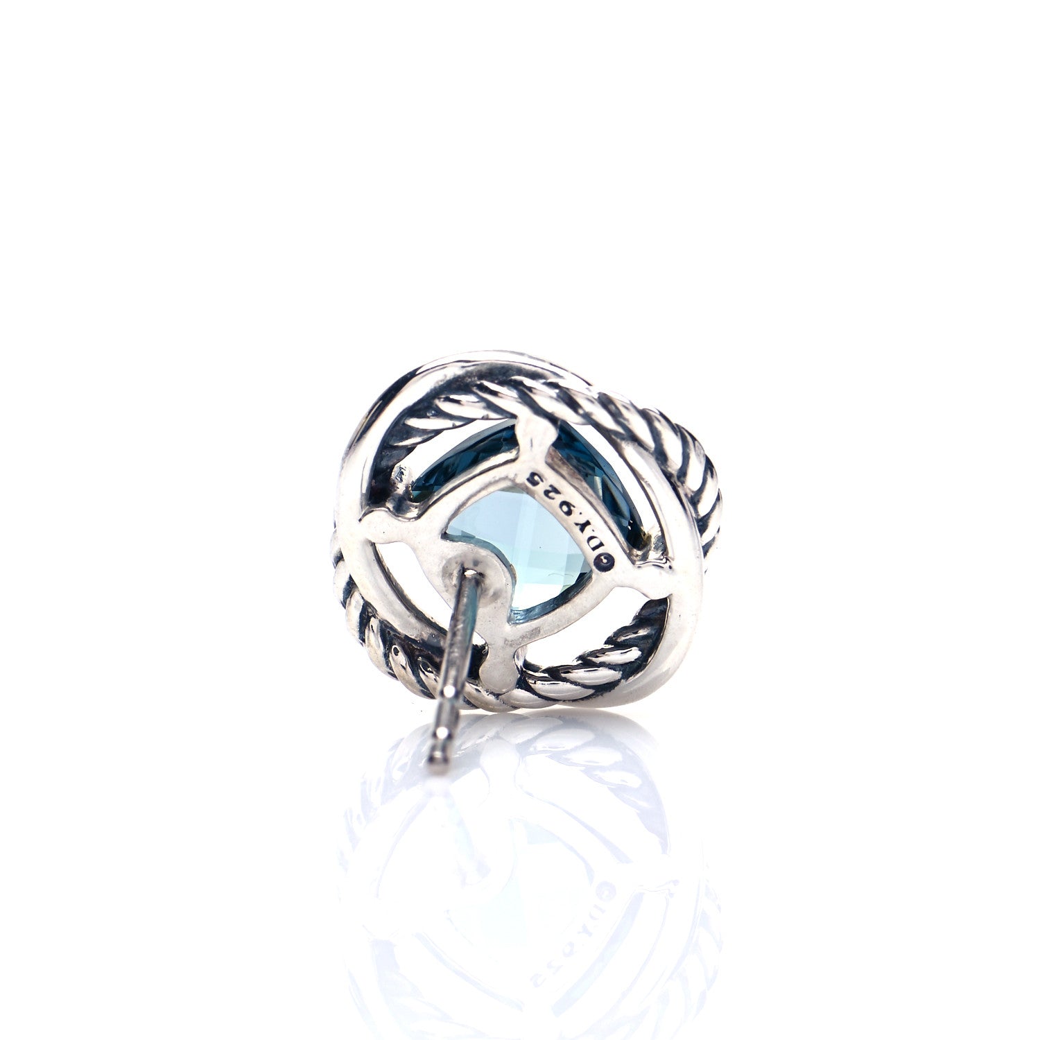 David Yurman Sterling Silver Hampton Blue Topaz 7mm Infinity Earrings 5 of 5