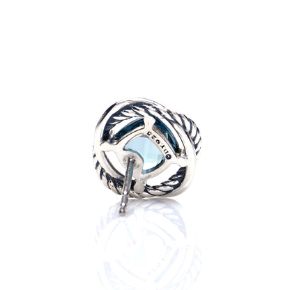 David Yurman Sterling Silver Hampton Blue Topaz 7mm Infinity Earrings 5 of 5