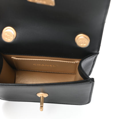 Chanel Calfskin Quilted Crystal Pearl Mini Flap Bag Black 5 of 10