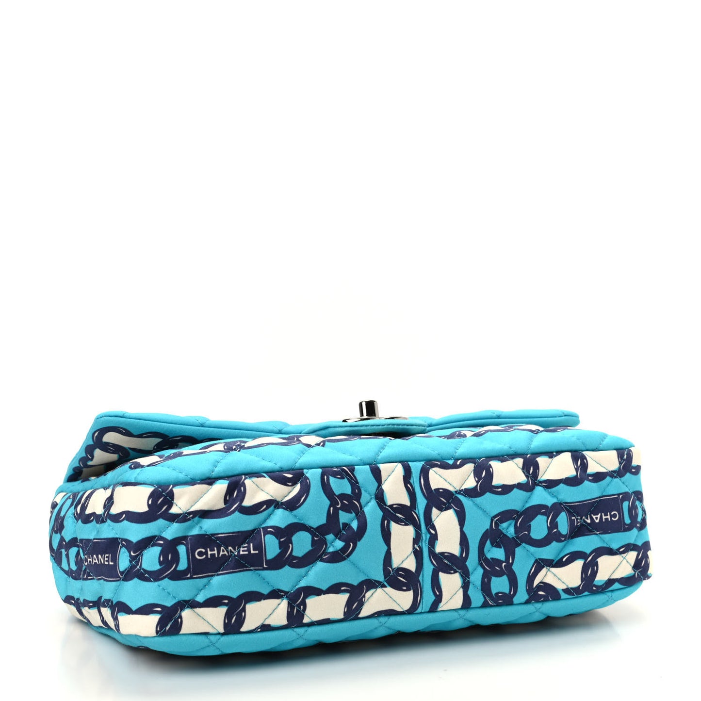 Silk Chain Printed Medium Single Flap Blue