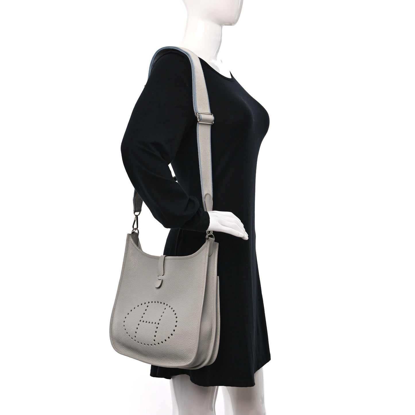 Taurillon Clemence Evelyne III PM Gris Perle Bleu Lin