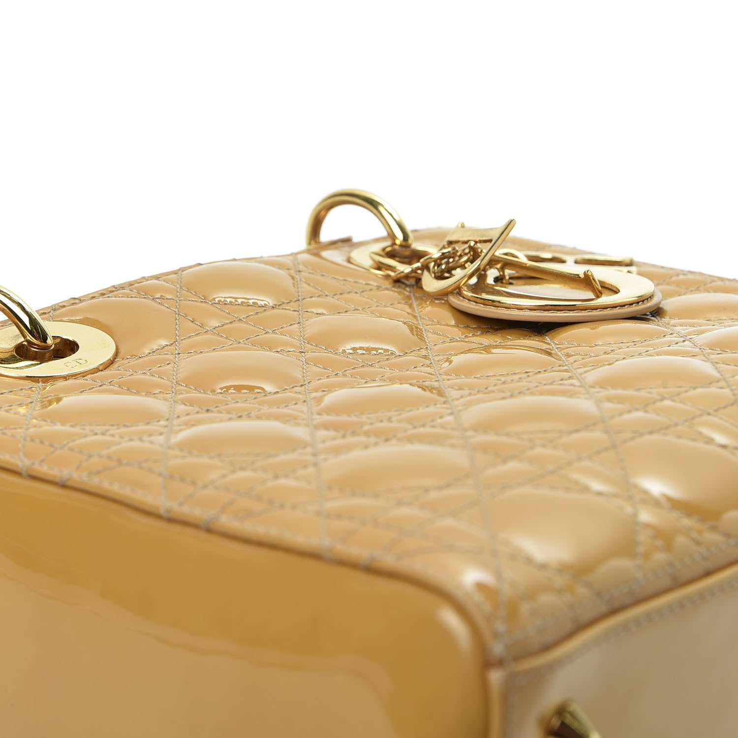 Christian Dior Metallic Patent Cannage Medium Lady Dior Yellow 14 of 15