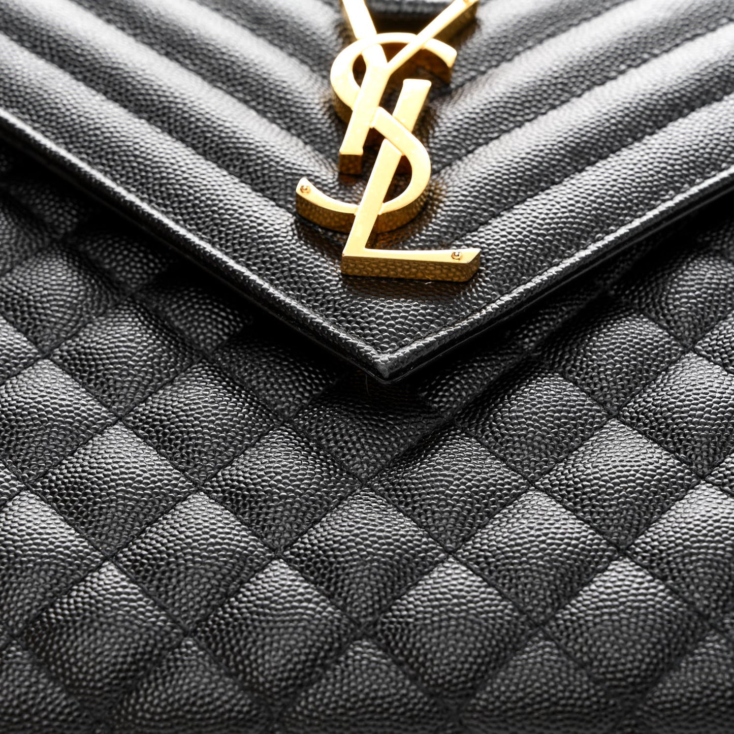 Grain De Poudre Textured Mixed Matelasse Large Triquilt Monogram Satchel Black