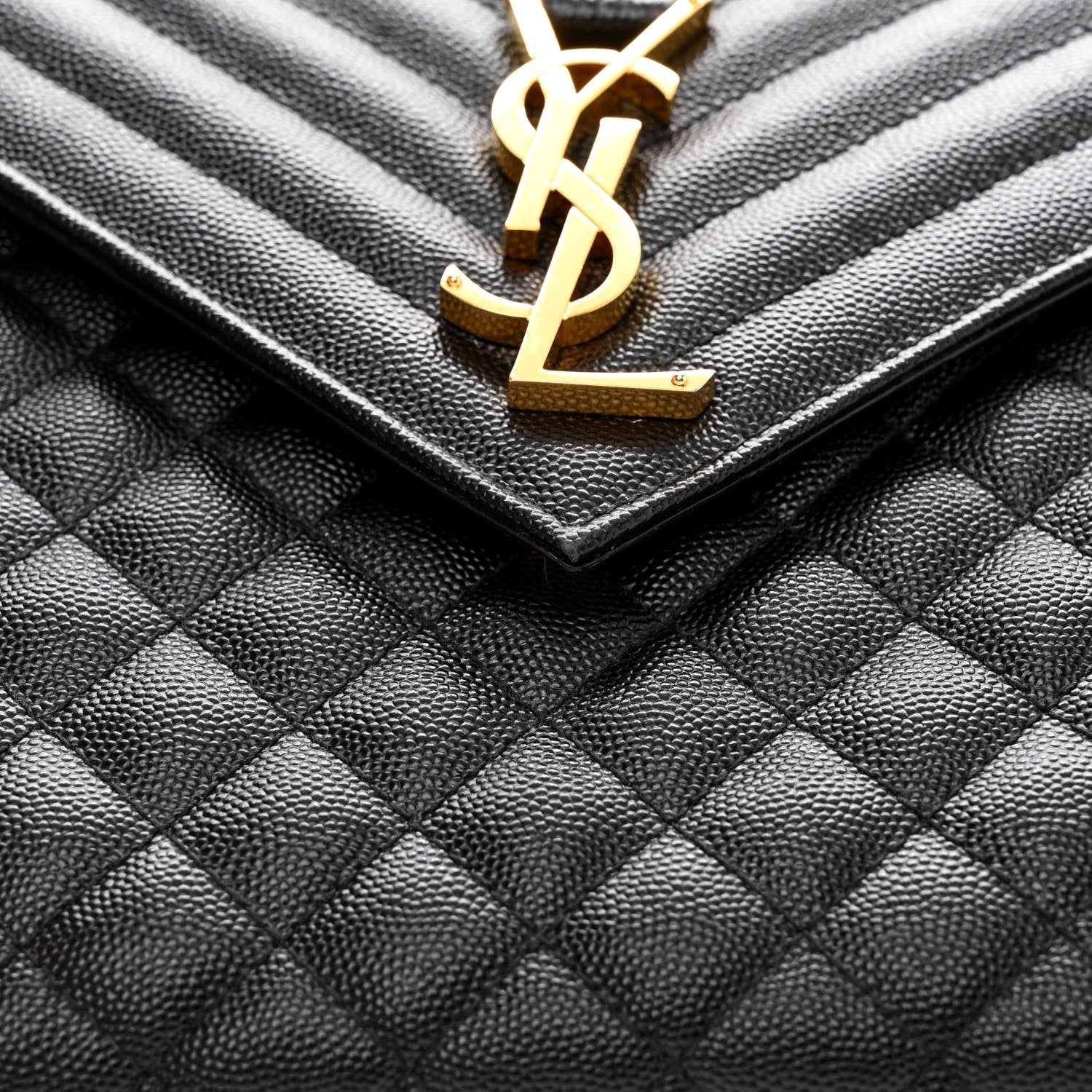 Saint Laurent Grain De Poudre Textured Mixed Matelasse Large Triquilt Monogram Satchel Black 13 of 15