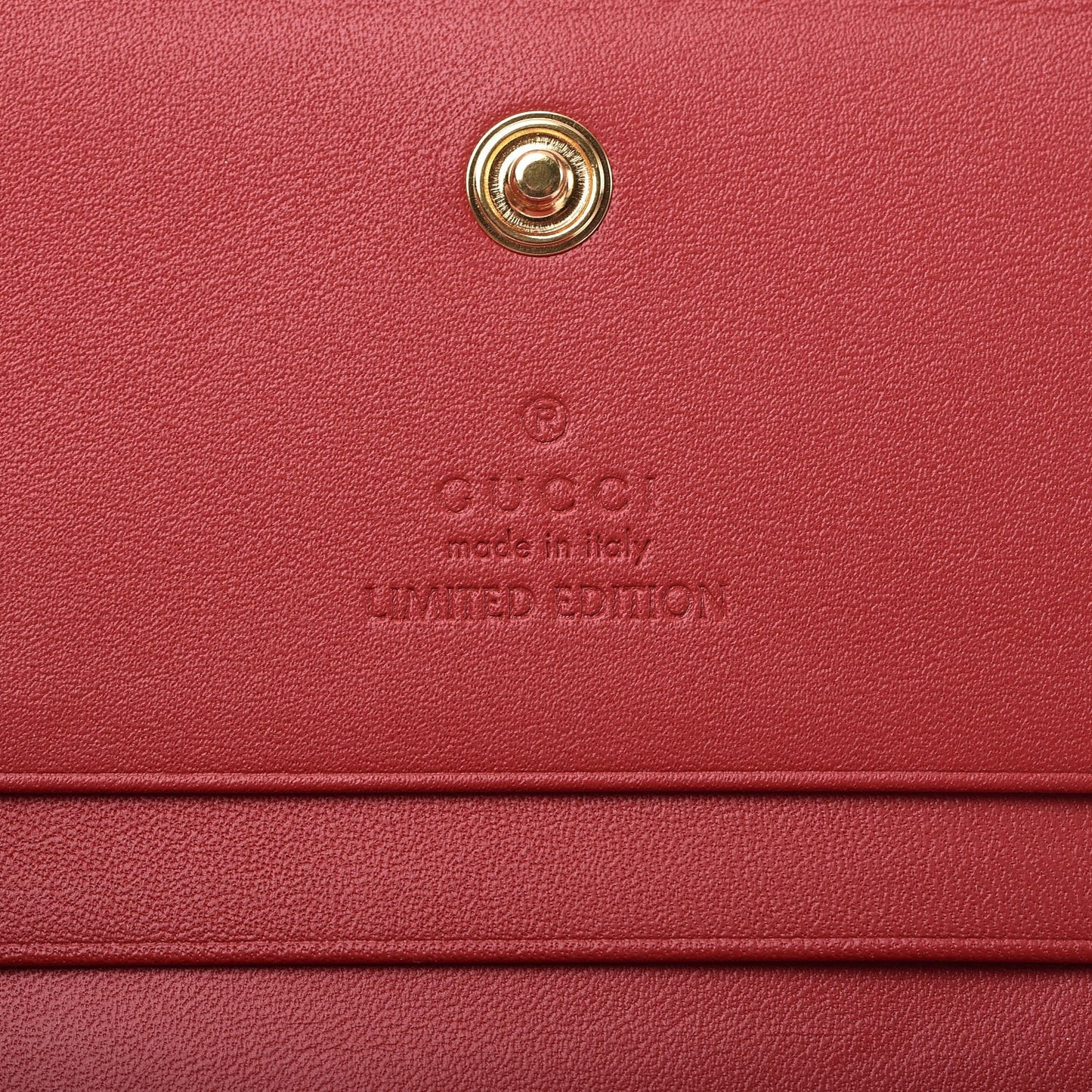 GG Supreme Monogram Bosco Patch Card Case Wallet Beige Malva Hibiscus Red