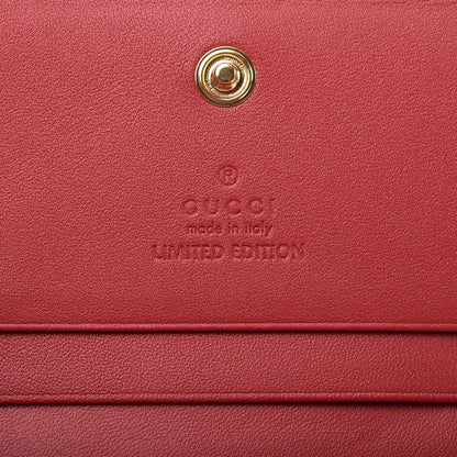 Gucci GG Supreme Monogram Bosco Patch Card Case Wallet Beige Malva Hibiscus Red 6 of 8