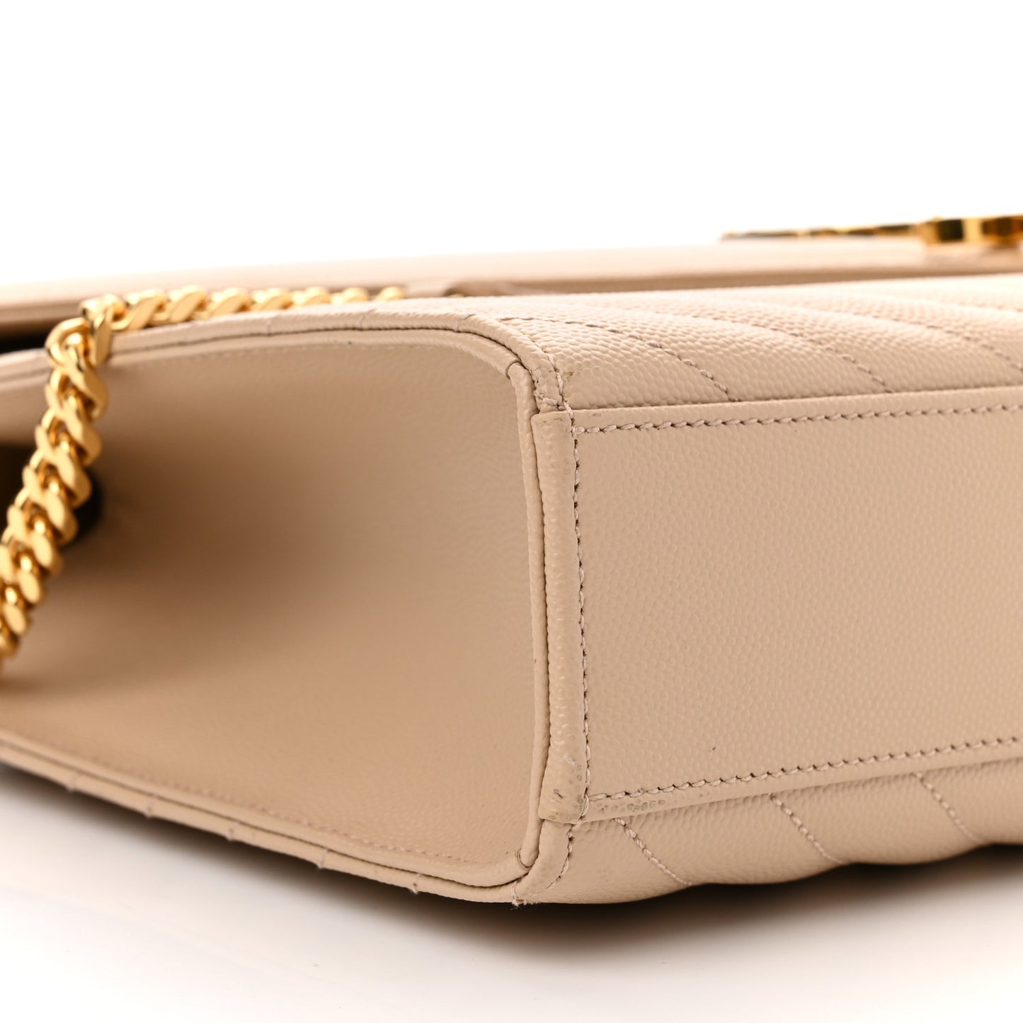 Grain De Poudre Matelasse Chevron Large Monogram Satchel Dark Beige
