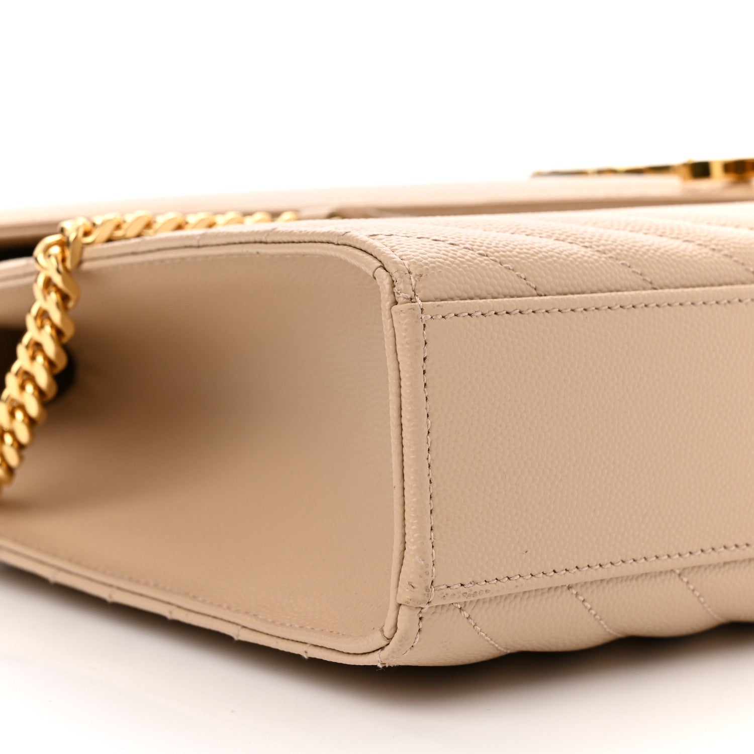 Saint Laurent Grain De Poudre Matelasse Chevron Large Monogram Satchel Dark Beige 9 of 10