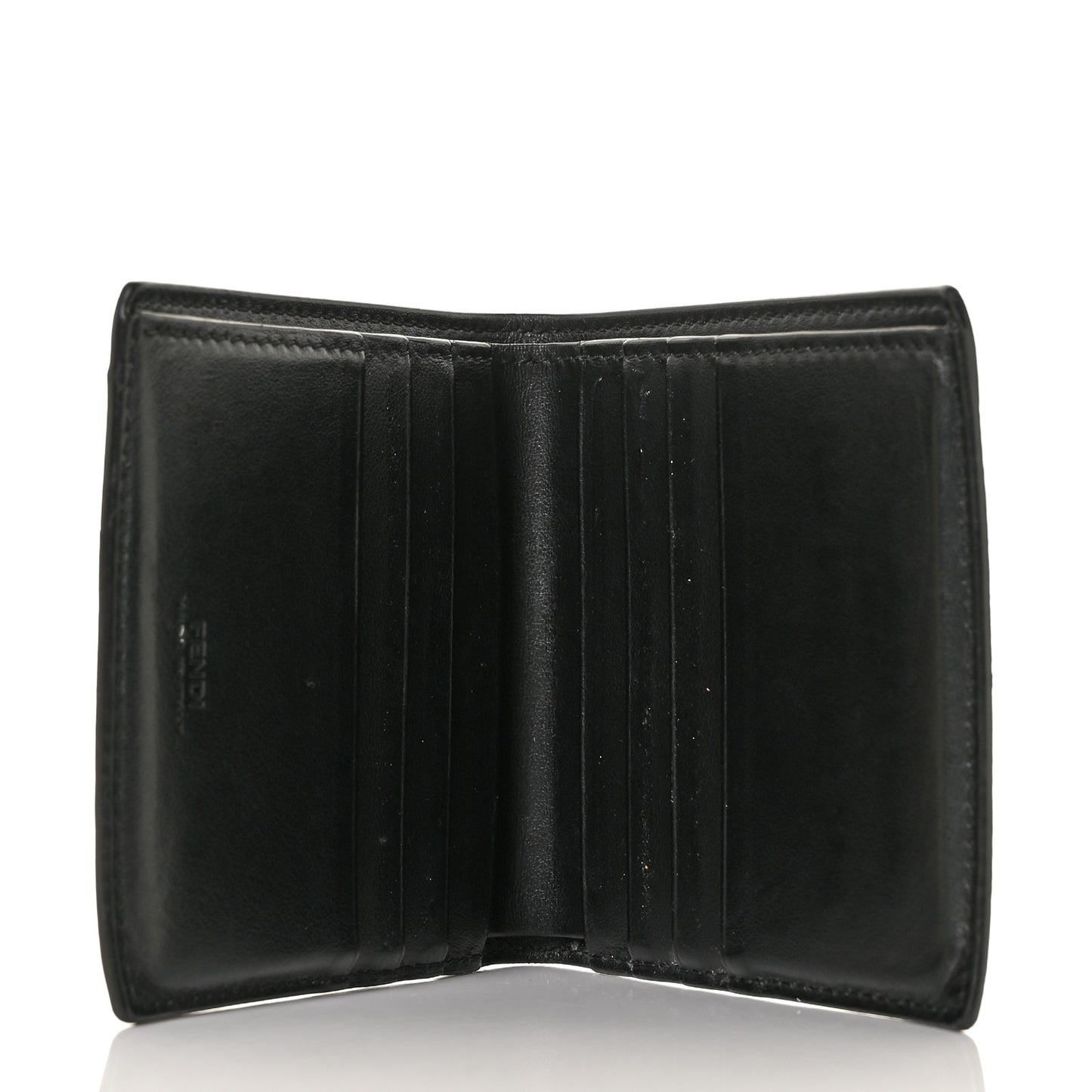 Glazed Fabric Vitello Liberty FF 1974 Diagonal Bi-Fold Wallet Tobacco Rosso Black