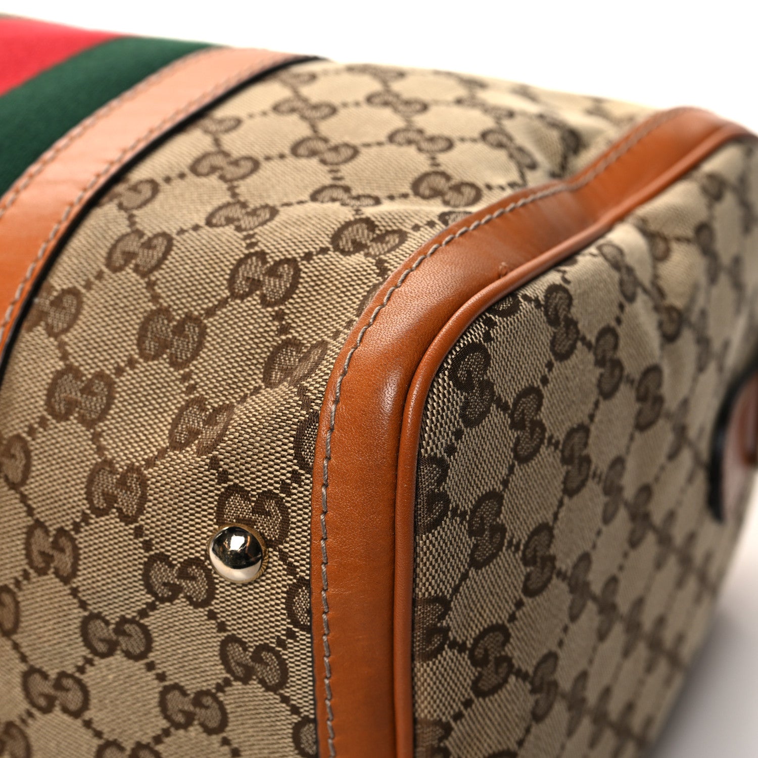 Gucci Monogram Vintage Web Medium Boston Tan Tan 12 of 13