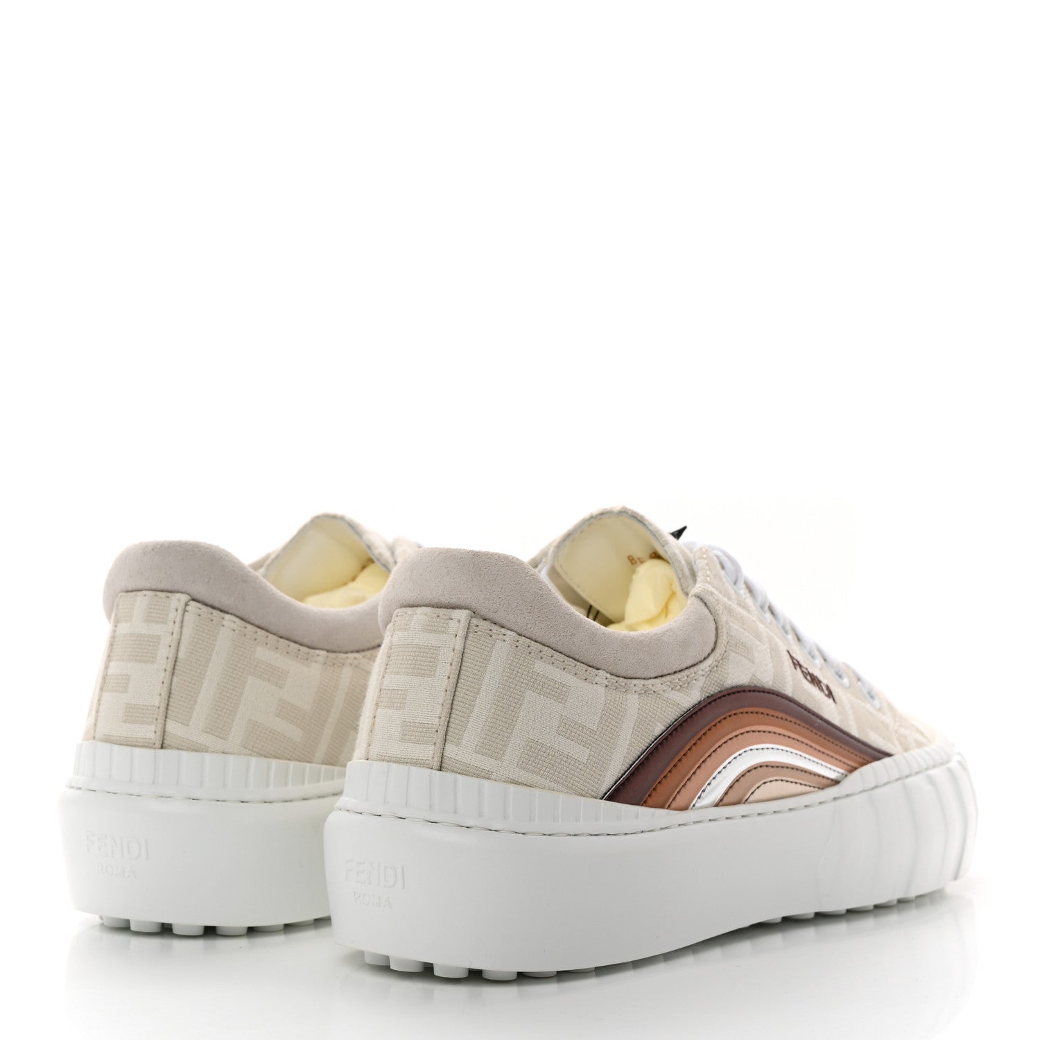Fendi Fabric Jacquard FF Rainbow Womens Fendi Force Low-Top Sneakers 37 Avorio 4 of 9