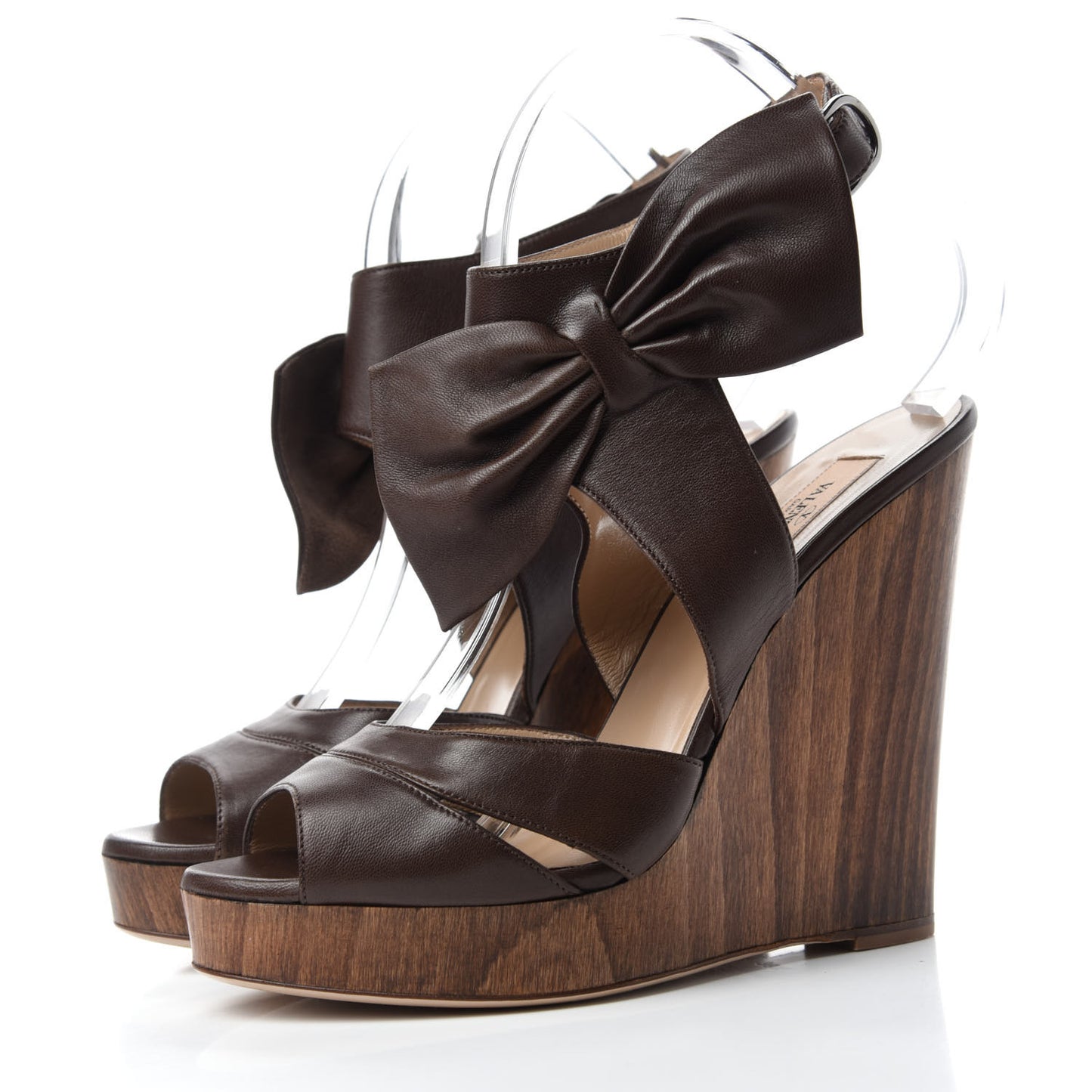 Nappa Bow Wedge Sandals 38.5 Brown