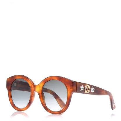 Gucci Round Frame GG Star Sunglasses GG0207S Tortoiseshell 1 of 9