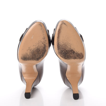 Gucci Metallic Nappa Hollywood Peep Toe Pumps 6.5 Brown 7 of 19