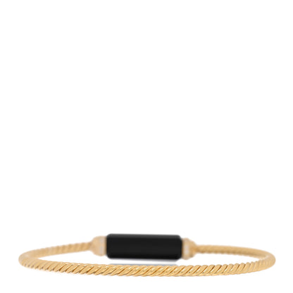 David Yurman 18K Yellow Gold Black Onyx Diamond 2.5mm Barrels Station Bracelet 2 of 3