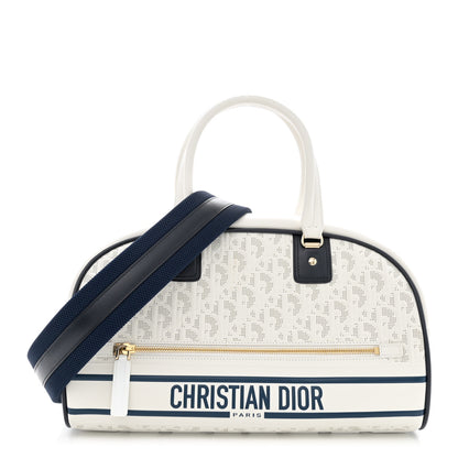 Christian Dior Perforated Calfskin Medium Dior Vibe Classic Bowling Bag White 1 of 12