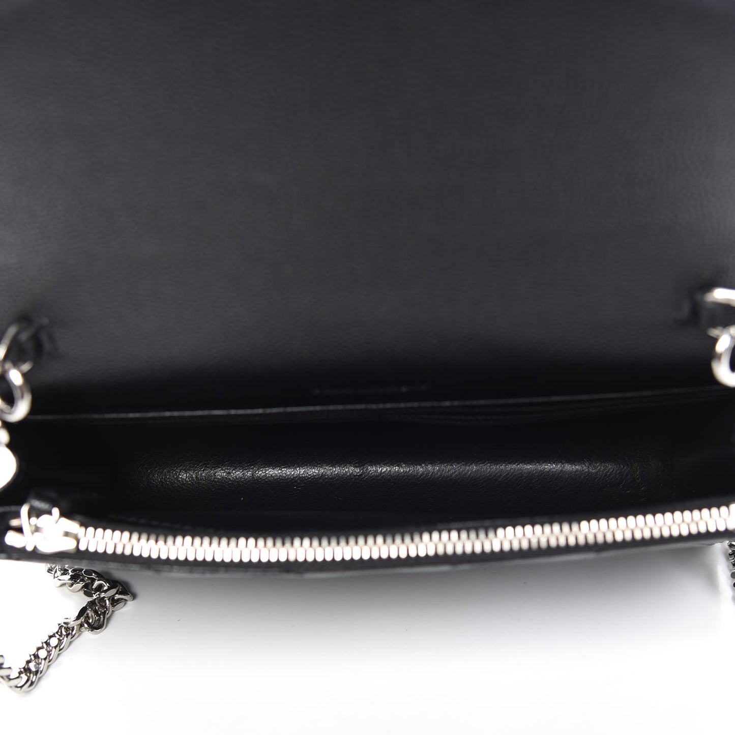 Grain De Poudre Matelasse Chevron Monogram Envelope Chain Wallet Black