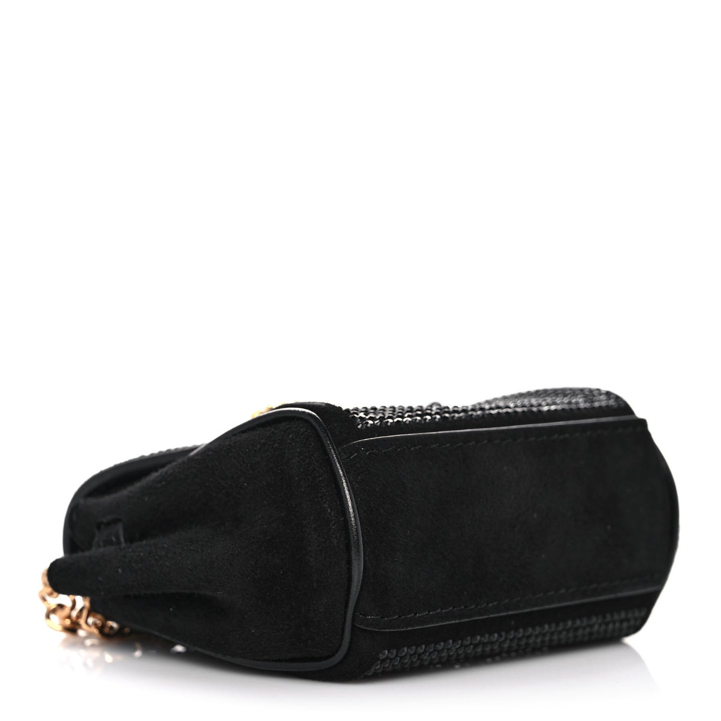 Suede Crystal Studded Micro La Medusa Bag Black