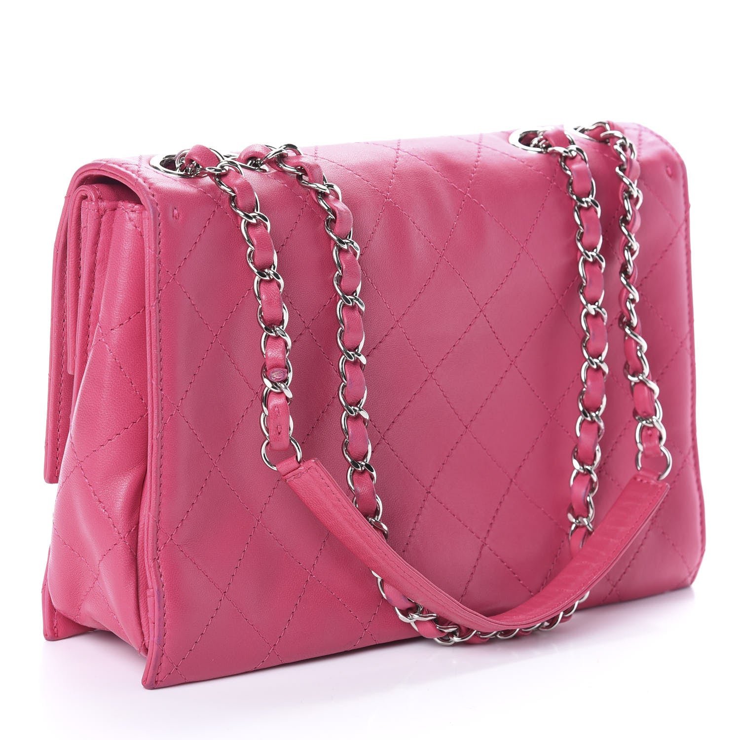 Chanel Calfskin Stitched Double Flap Bag Pink 3 of 10