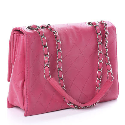 Chanel Calfskin Stitched Double Flap Bag Pink 3 of 10