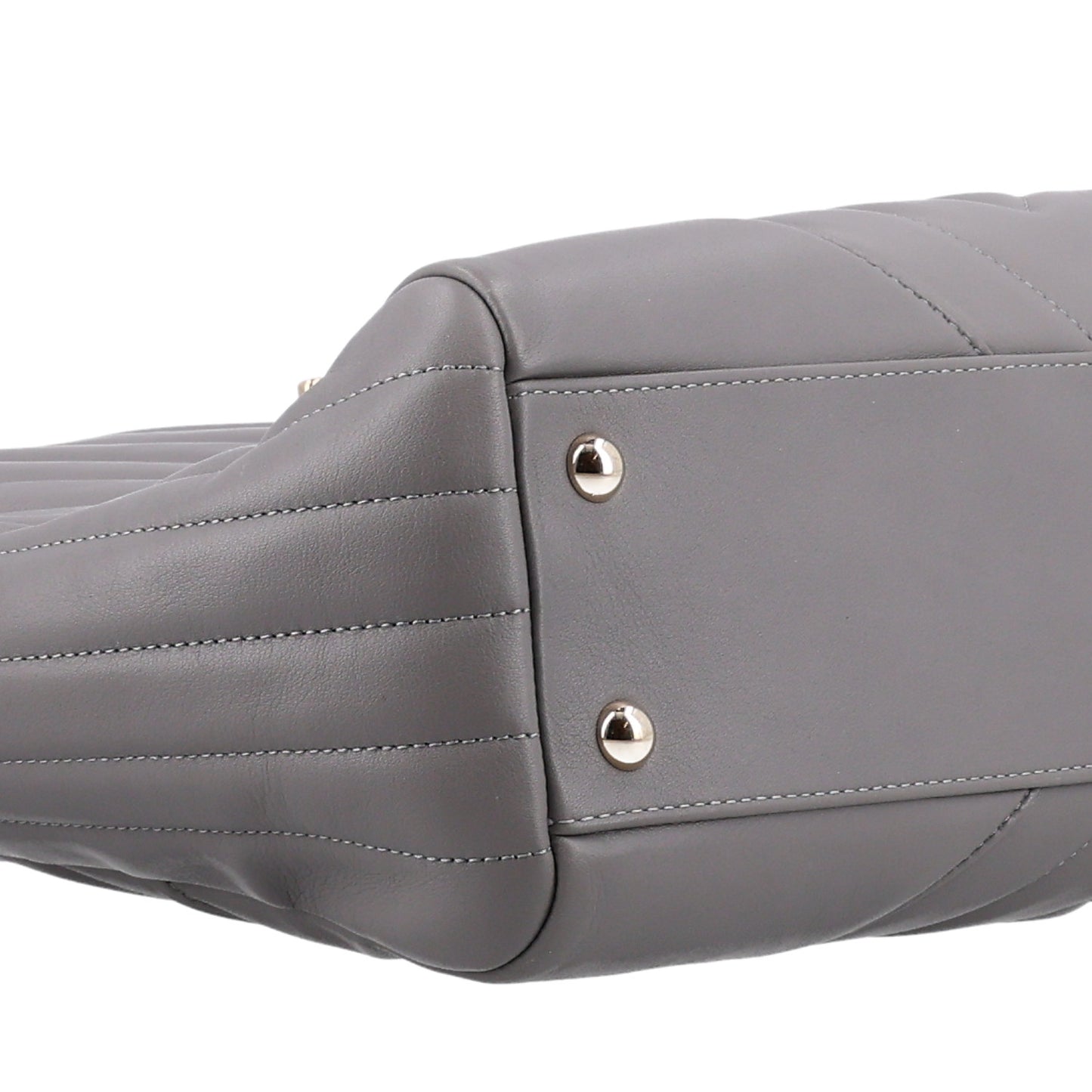 Aged Calfskin Chevron Quilted Large Classic Shopping Tote Grey