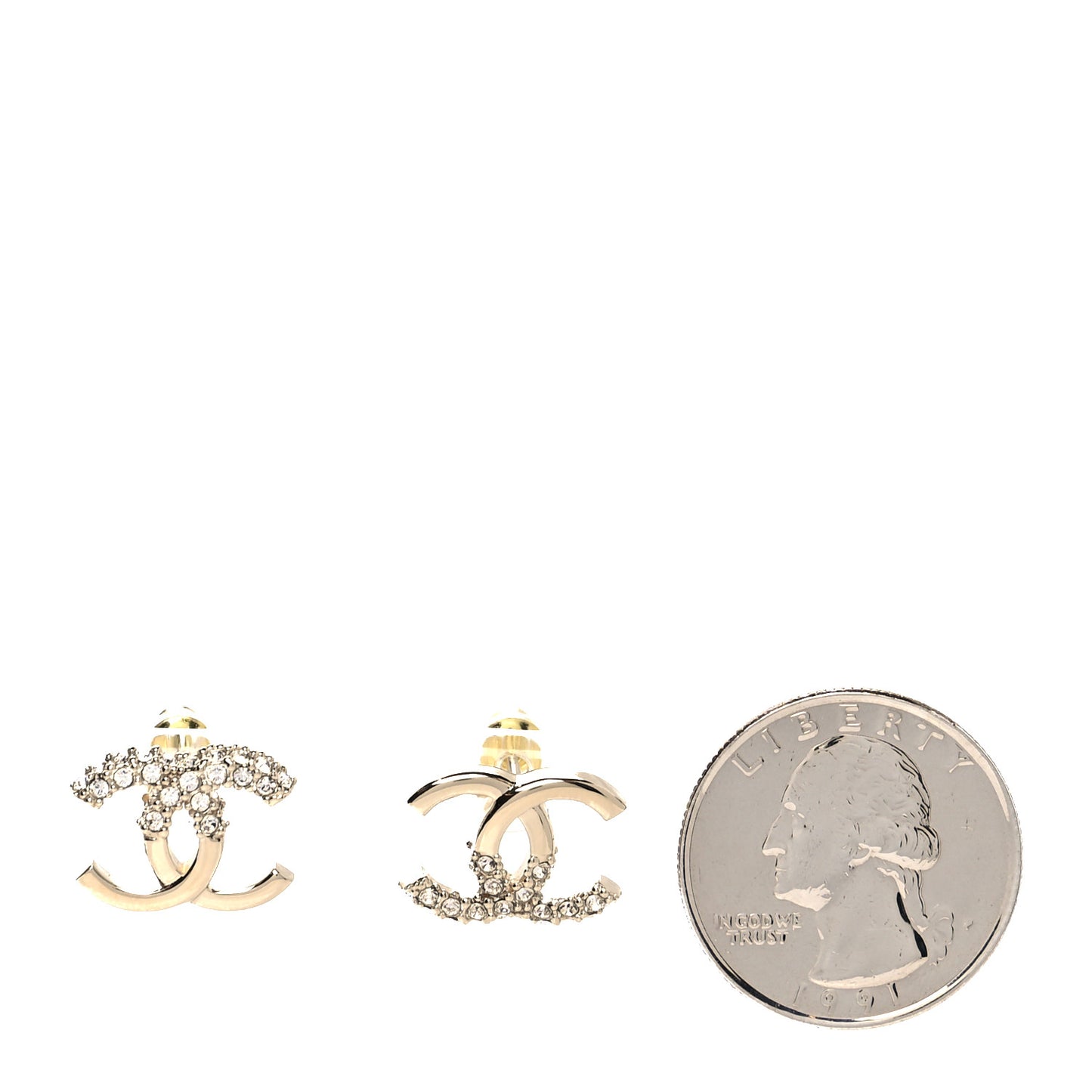 Crystal Metal CC Earrings Gold