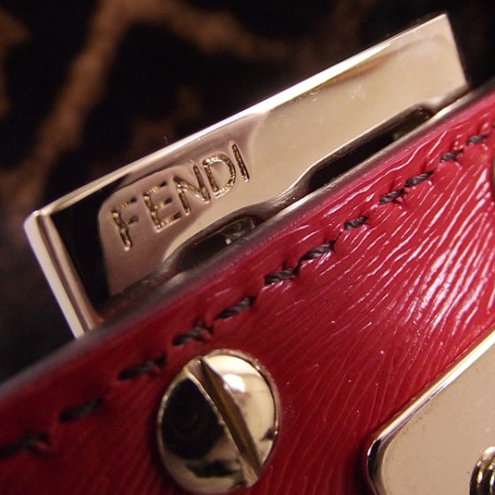 Calf Hair Leopard Print Baguette Red