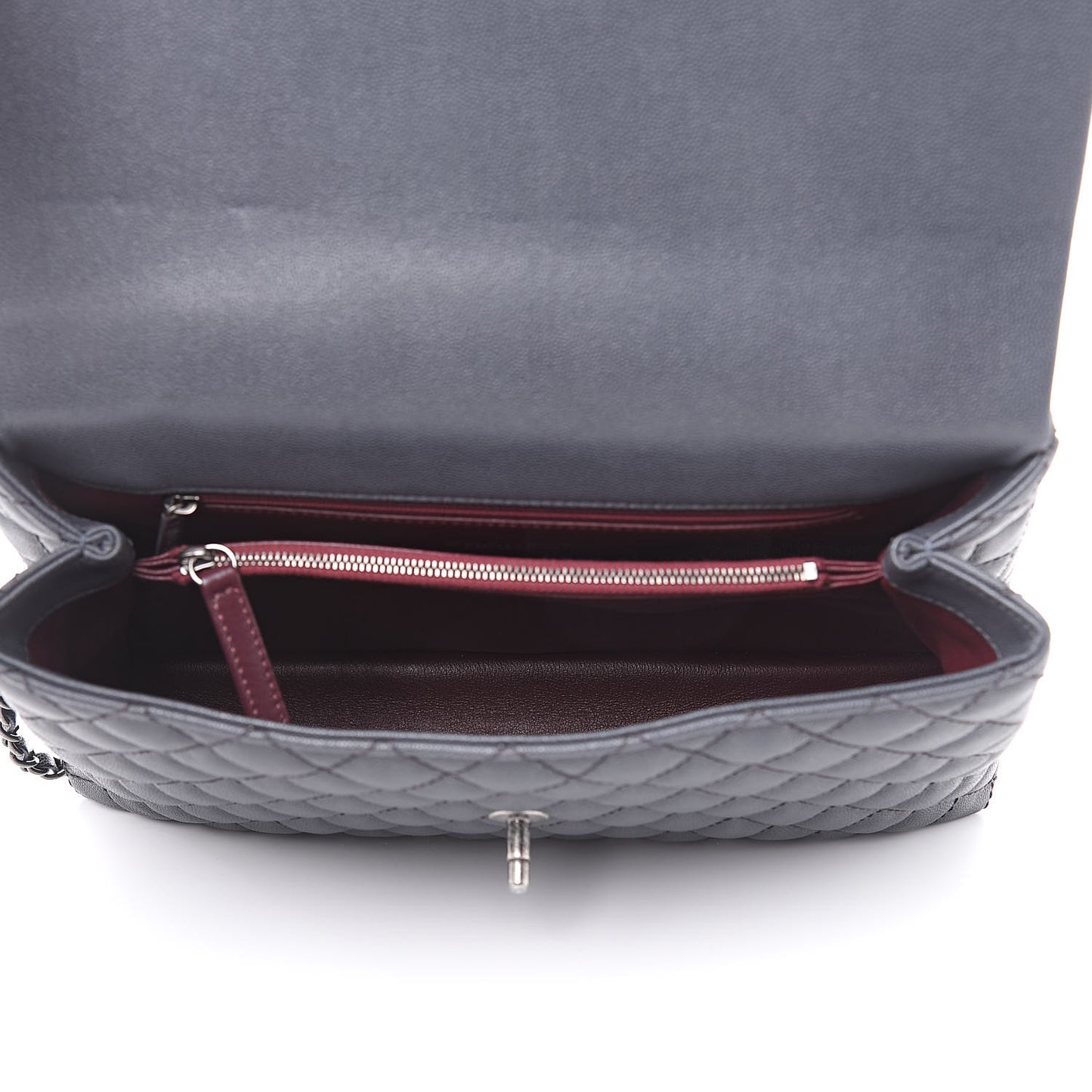 Caviar Lizard Quilted Medium Coco Handle Flap Grey