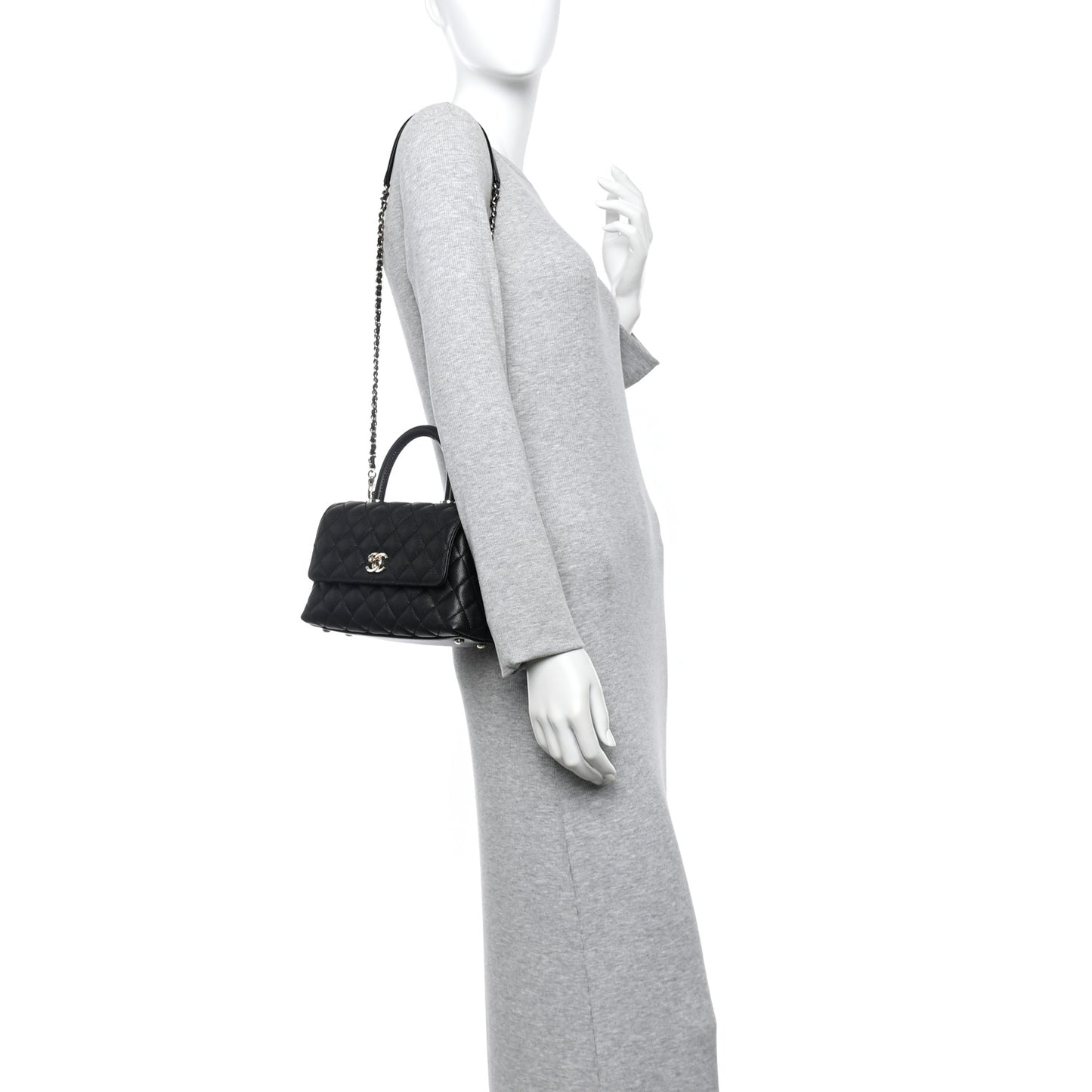 Caviar Quilted Mini Coco Handle Flap Black