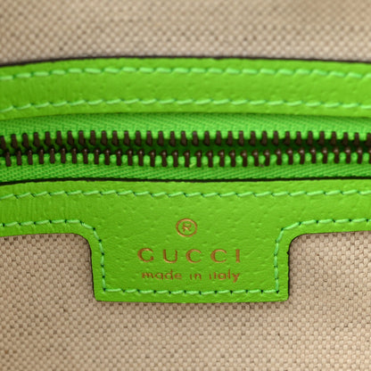Gucci GG Supreme Monogram Textured Dollar Calfskin Web Ophidia Wristlet Shoulder Bag Beige Ebony Green 6 of 10