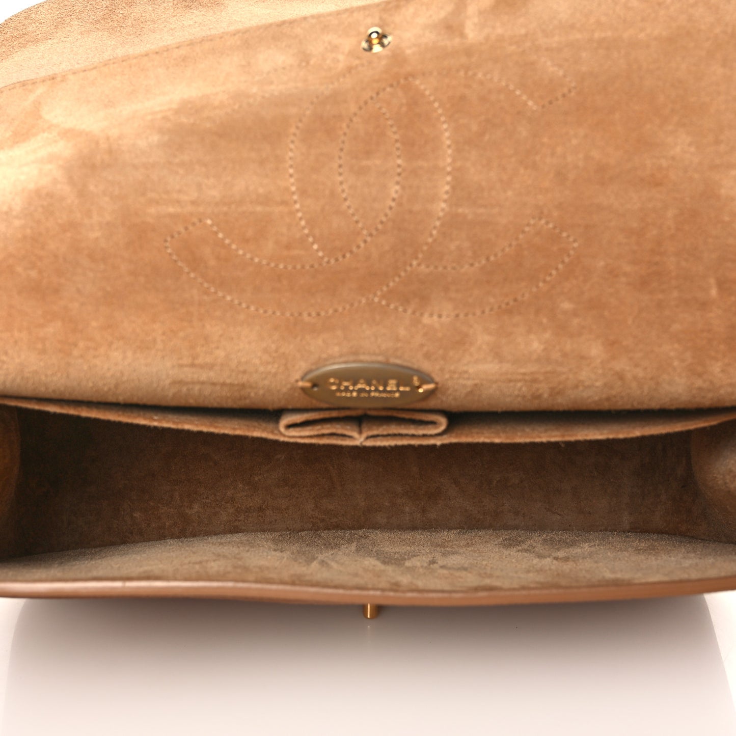 Grained Calfskin Jumbo Classic Pure Double Flap Beige