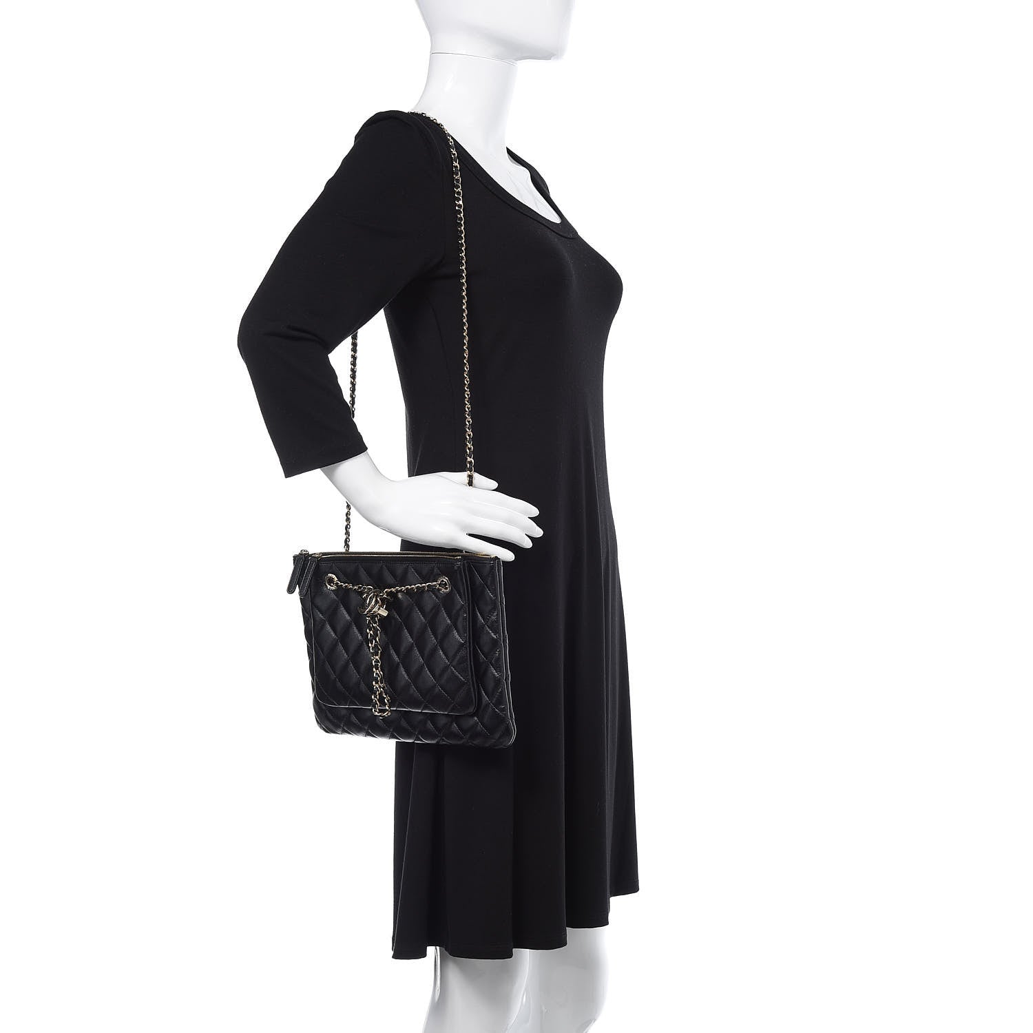 Chanel Shiny Lambskin Quilted Clutch With Chain Black 2 of 10