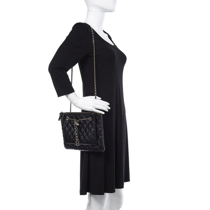 Chanel Shiny Lambskin Quilted Clutch With Chain Black 2 of 10