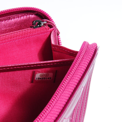 Chanel Metallic Patent Quilted Boy L-Gusset Zip Wallet Pink 8 of 9