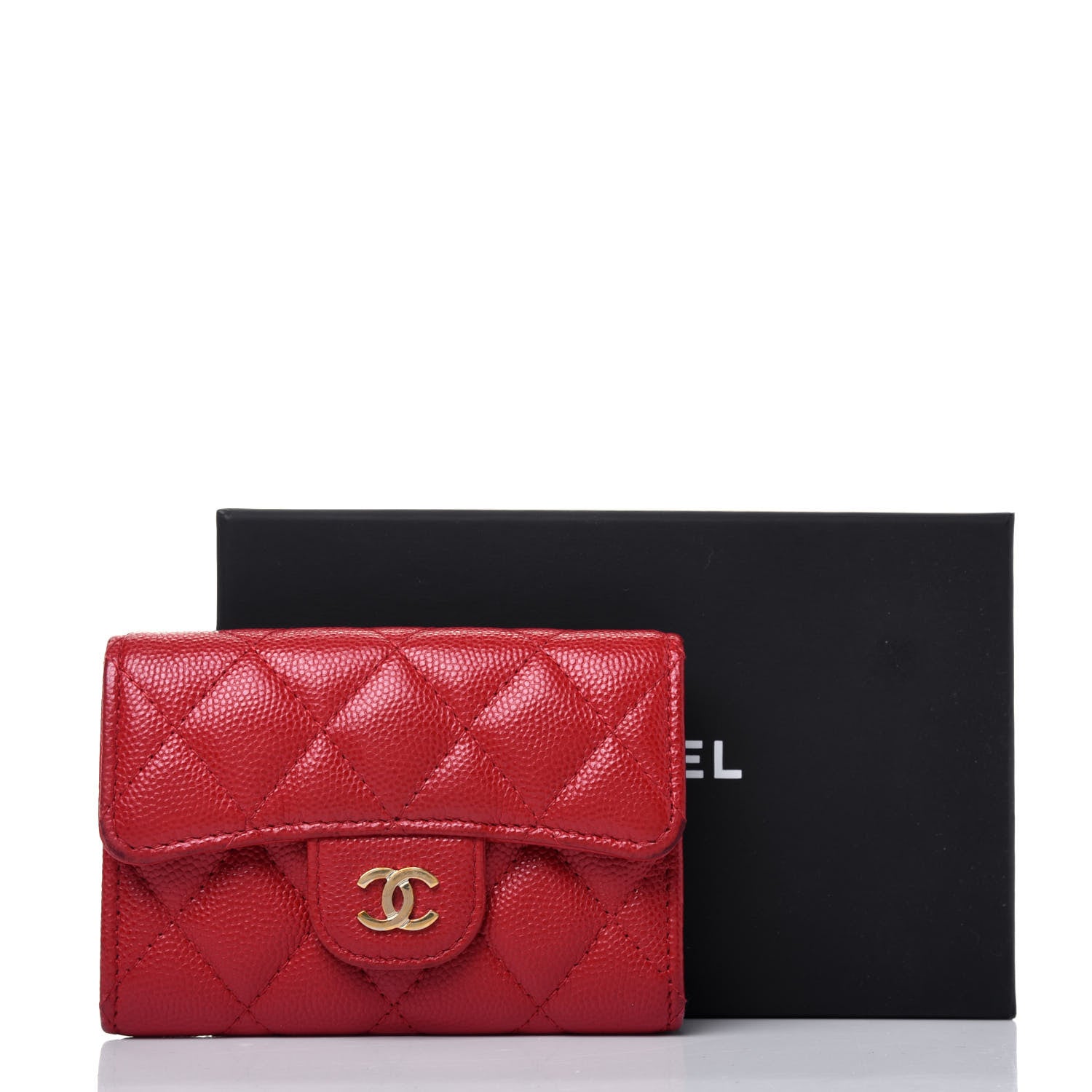Chanel Caviar Quilted Flap Card Holder Wallet Red 12 of 12