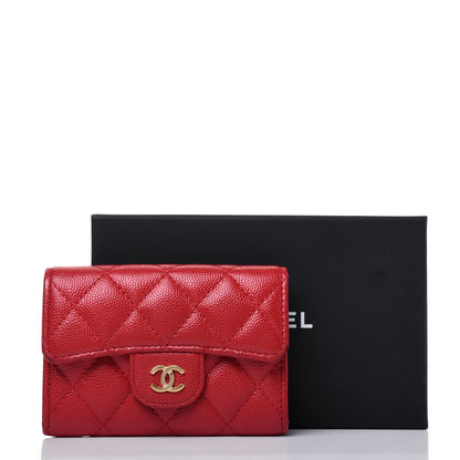 Chanel Caviar Quilted Flap Card Holder Wallet Red 12 of 12