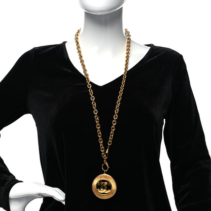 Chanel CC Medallion Long Chain Necklace Gold 2 of 5