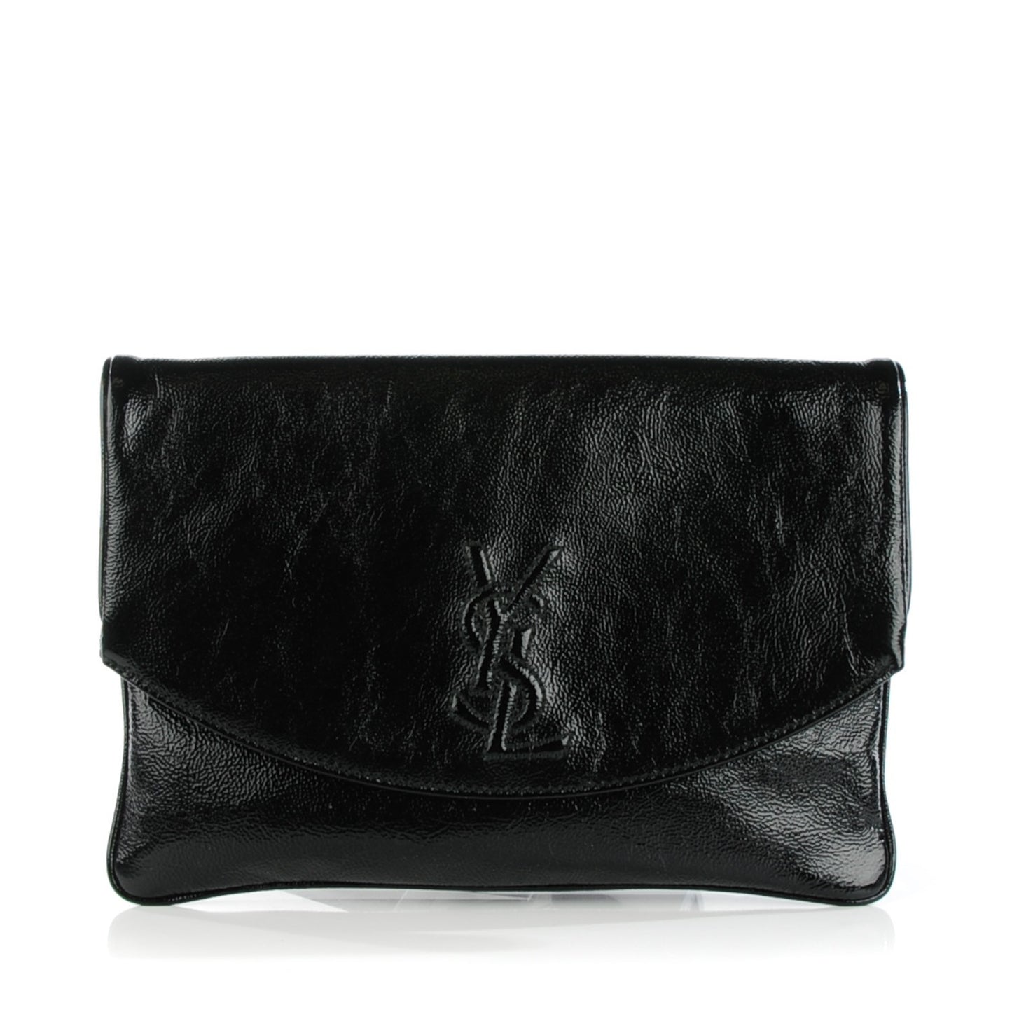 Textured Patent Calfskin Belle De Jour Pochette Clutch Black
