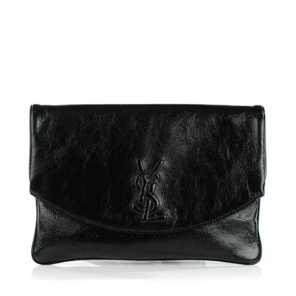 Saint Laurent Textured Patent Calfskin Belle De Jour Pochette Clutch Black 1 of 7