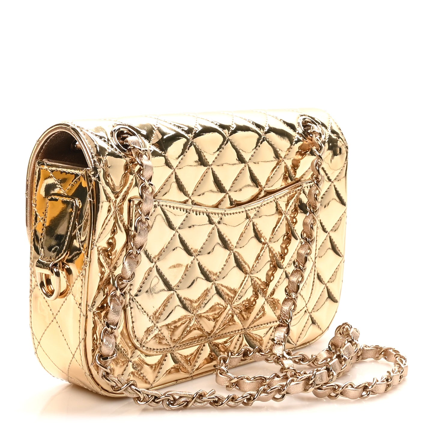 Mirror Calfskin Metallic Calfskin Medium Hollywood Boulevard Flap With Star Coin Purse Light Gold