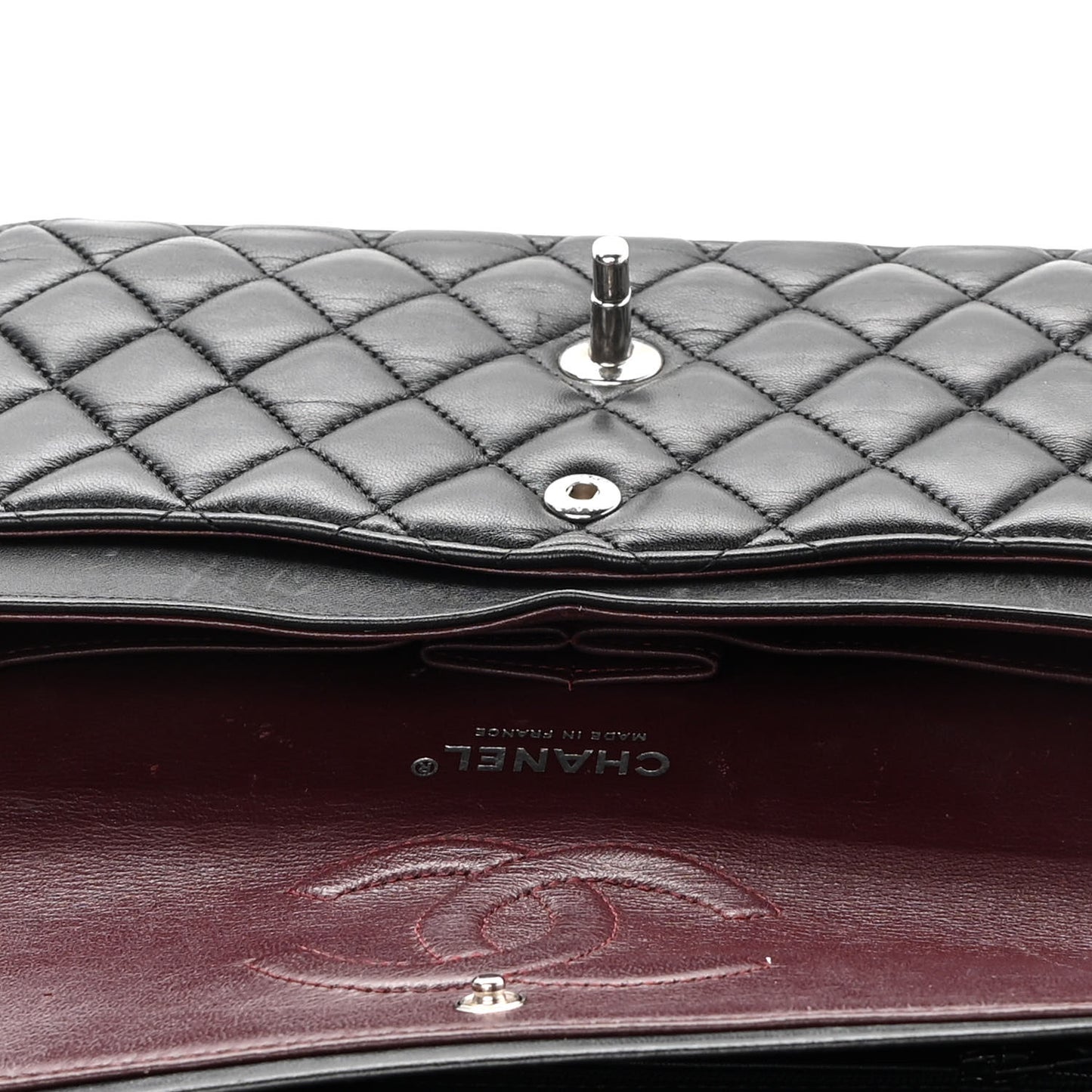 Lambskin Quilted Medium Double Flap Black