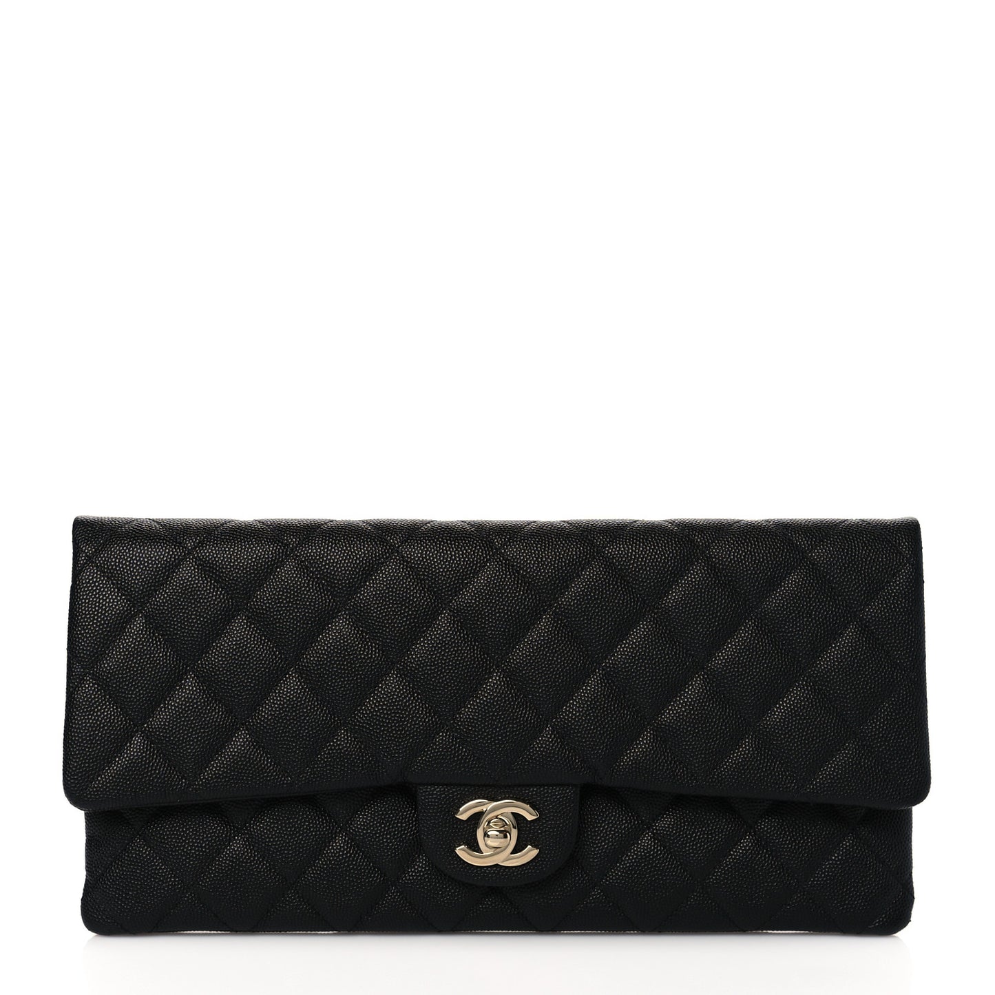 Caviar Quilted Flap Clutch Black
