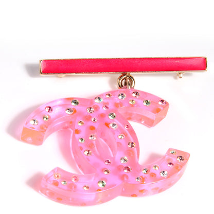 Chanel Resin Crystal CC Brooch Pink 1 of 5