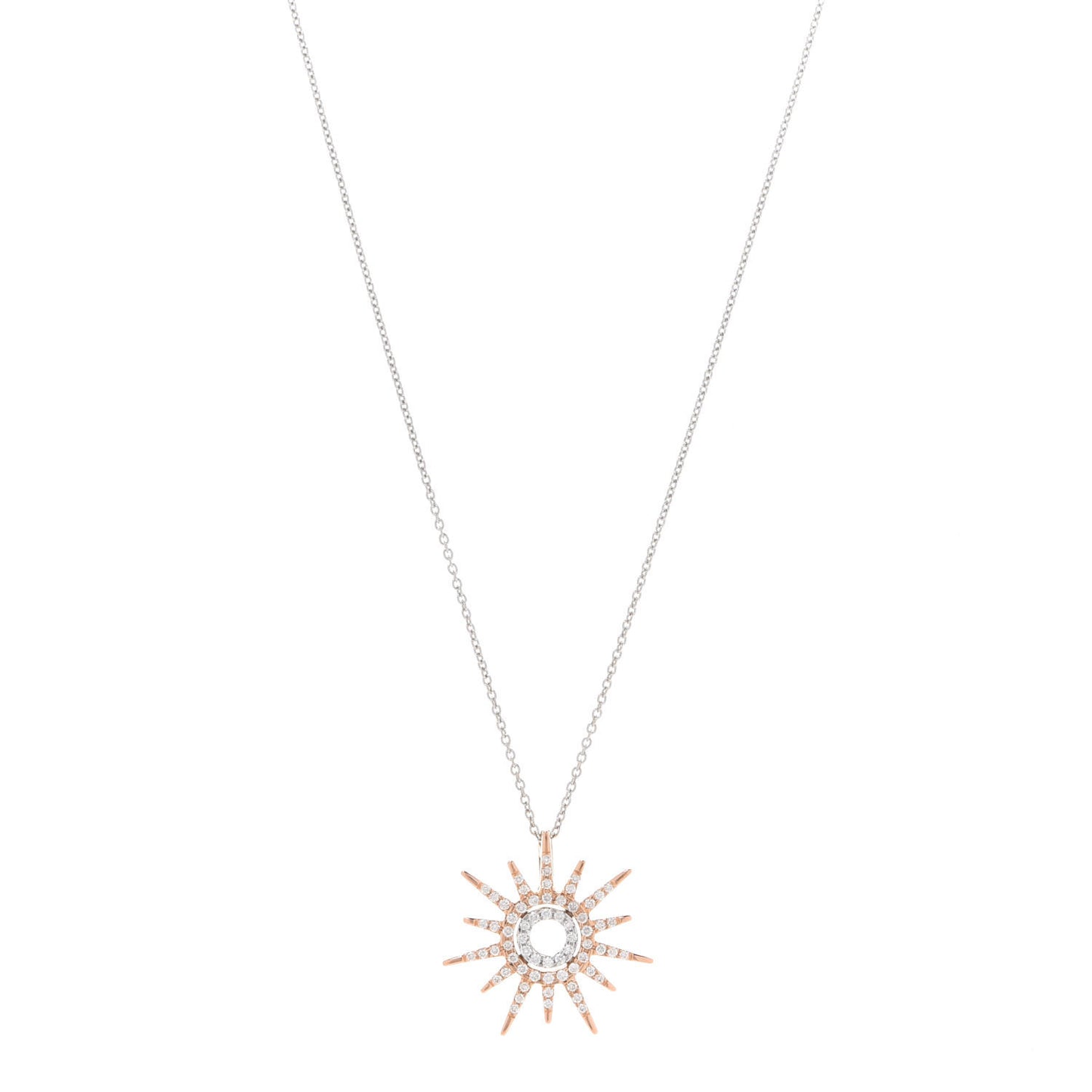 18K Rose White Gold Diamond Tiny Treasures Sun Pendant Necklace