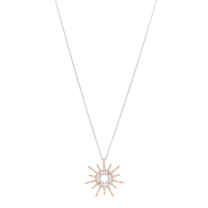 Roberto Coin 18K Rose White Gold Diamond Tiny Treasures Sun Pendant Necklace 1 of 7