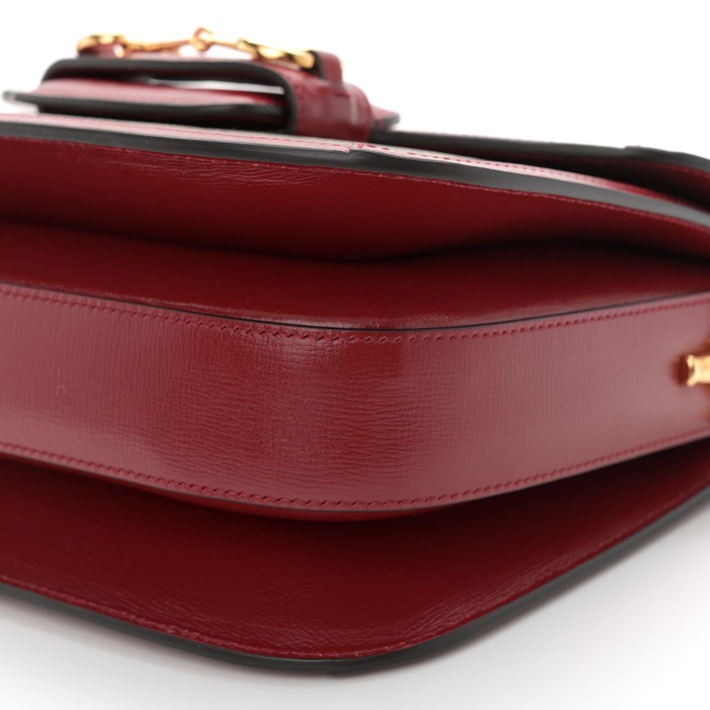 GG Supreme Monogram Azalea Calfskin Horsebit 1955 Shoulder Bag Beige Ebony New Cherry Red
