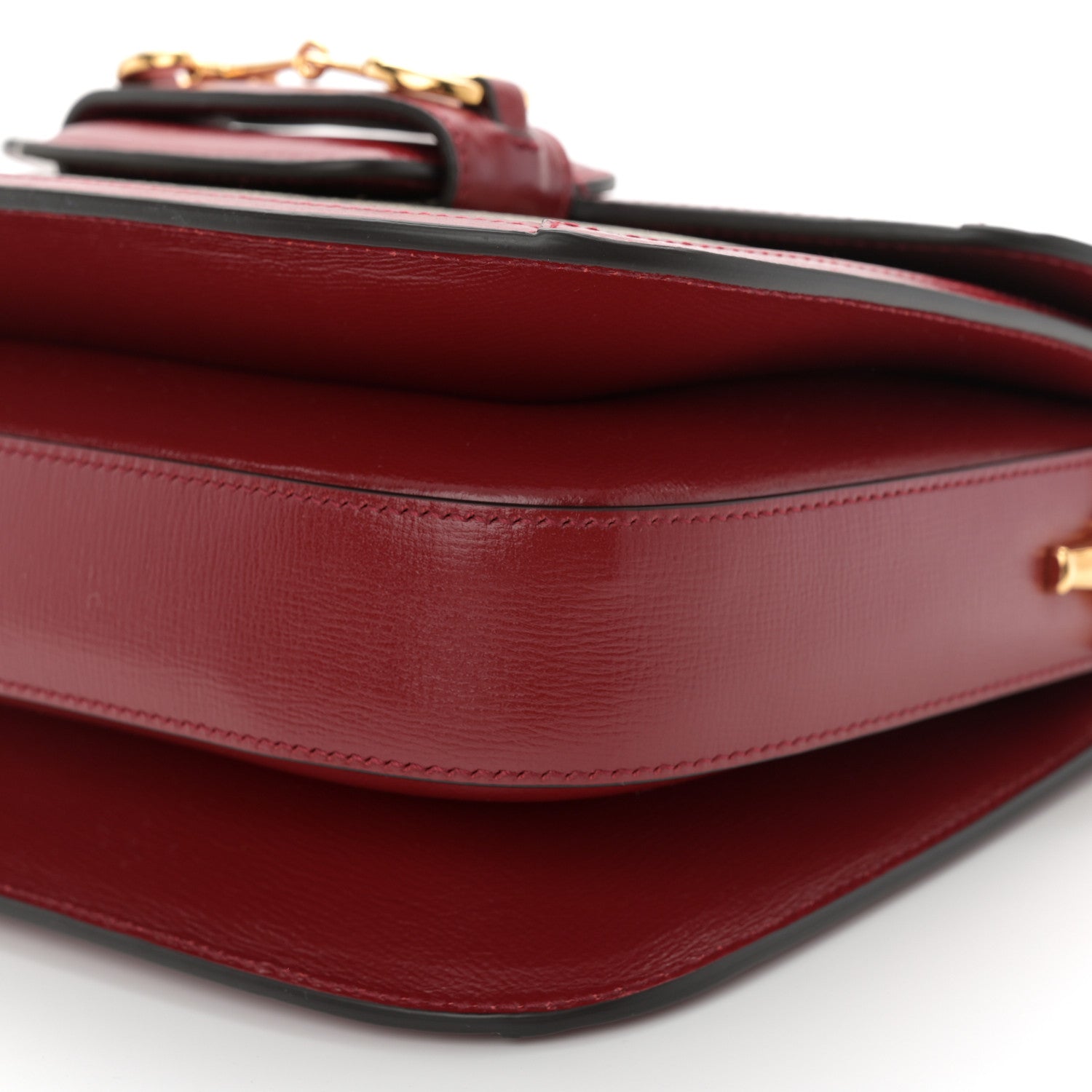 Gucci GG Supreme Monogram Azalea Calfskin Horsebit 1955 Shoulder Bag Beige Ebony New Cherry Red 10 of 10