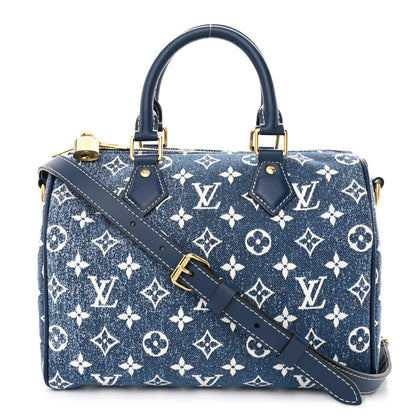 Louis Vuitton Monogram Jacquard Denim Speedy Bandouliere 25 Bleu 1 of 9